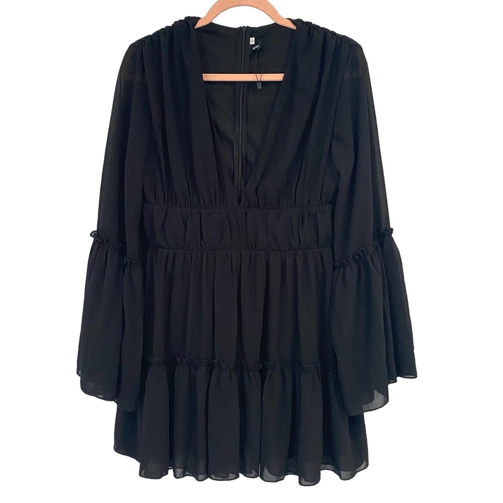 Women's Large Boho Black Dress Tiers Ruffles Missord Brand Flowy Cottagecore